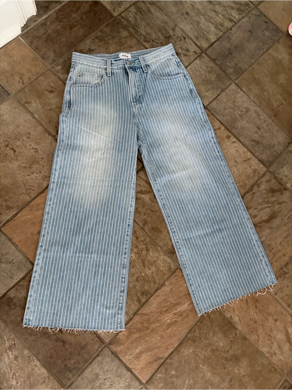pistola Light Blue Striped Wide-Leg Jeans - Picture 5 of 5